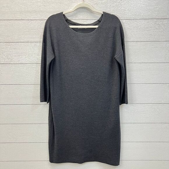 Vince Wool Charcoal Grey Mixed Media Sweater Dress Size M - Picture 1 of 10